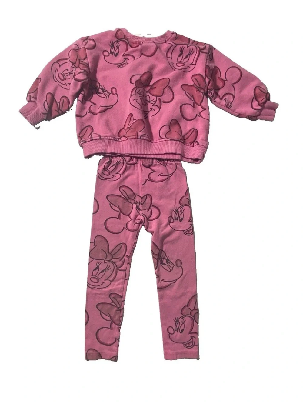 GOOD- Size 2-3 Years - Disney Minnie Mouse Sweatshirt And Sweatpant Set Pink